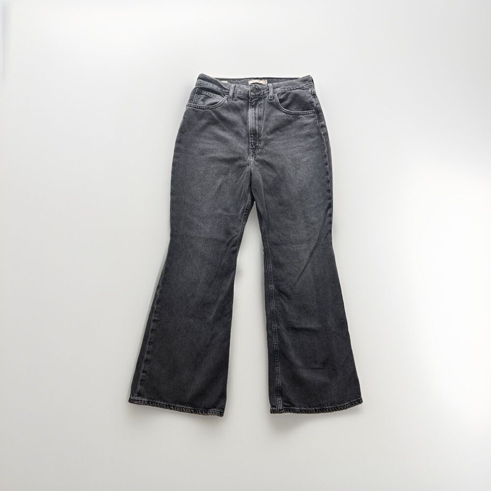Levi's Premium 70s High Flare Jeans Womens Size 30 Faded Black Denim High Rise